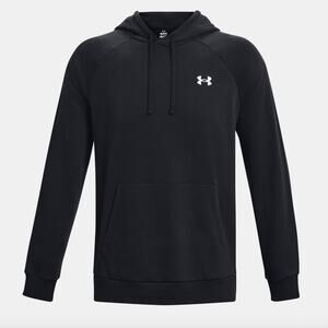 Under Armour UA Rival Fleece Hoodie Gym Casual Mens Large L Black White Pullover